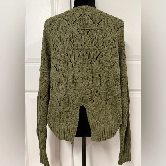Express Open Knit Olive Green Sweater - Picture 3 of 6